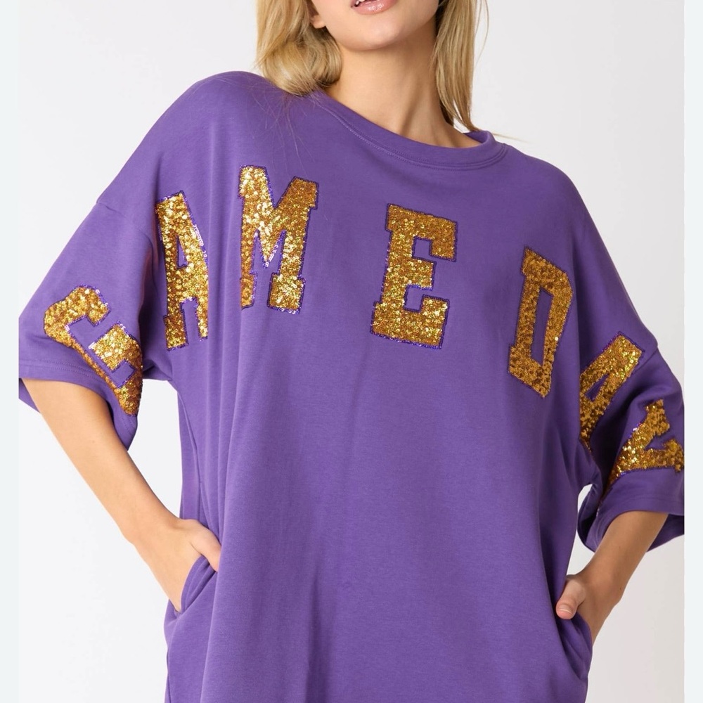 Peach Love California Gameday Sequins Tee Dress